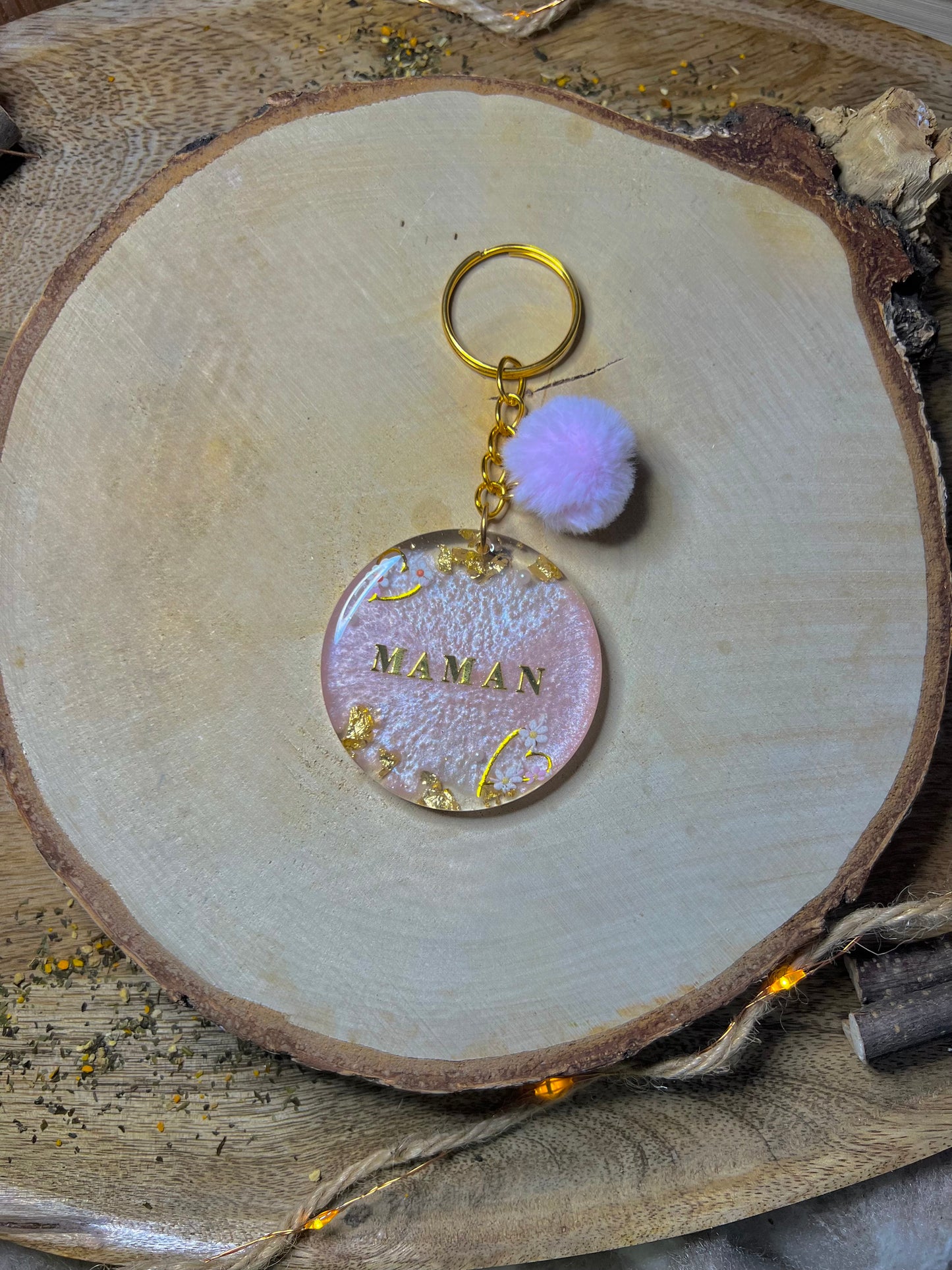 Porte-clés rond Maman