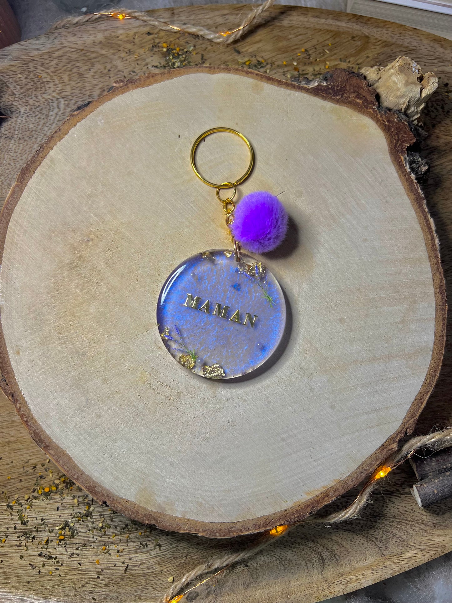 Porte-clés rond Maman