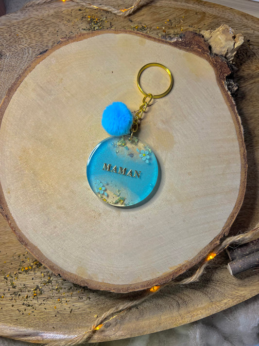 Porte-clés rond Maman
