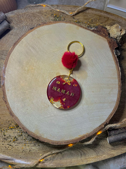 Porte-clés rond Maman