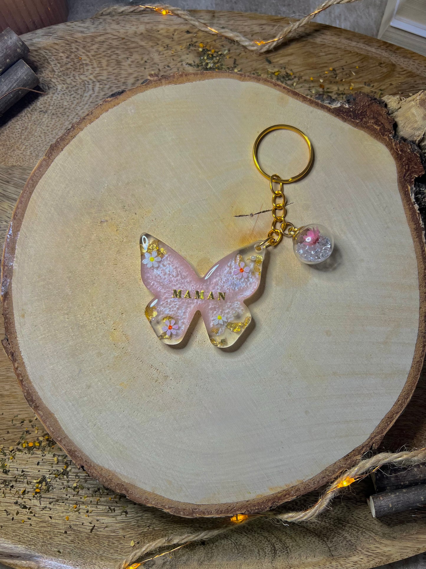 Porte-clés papillon Maman