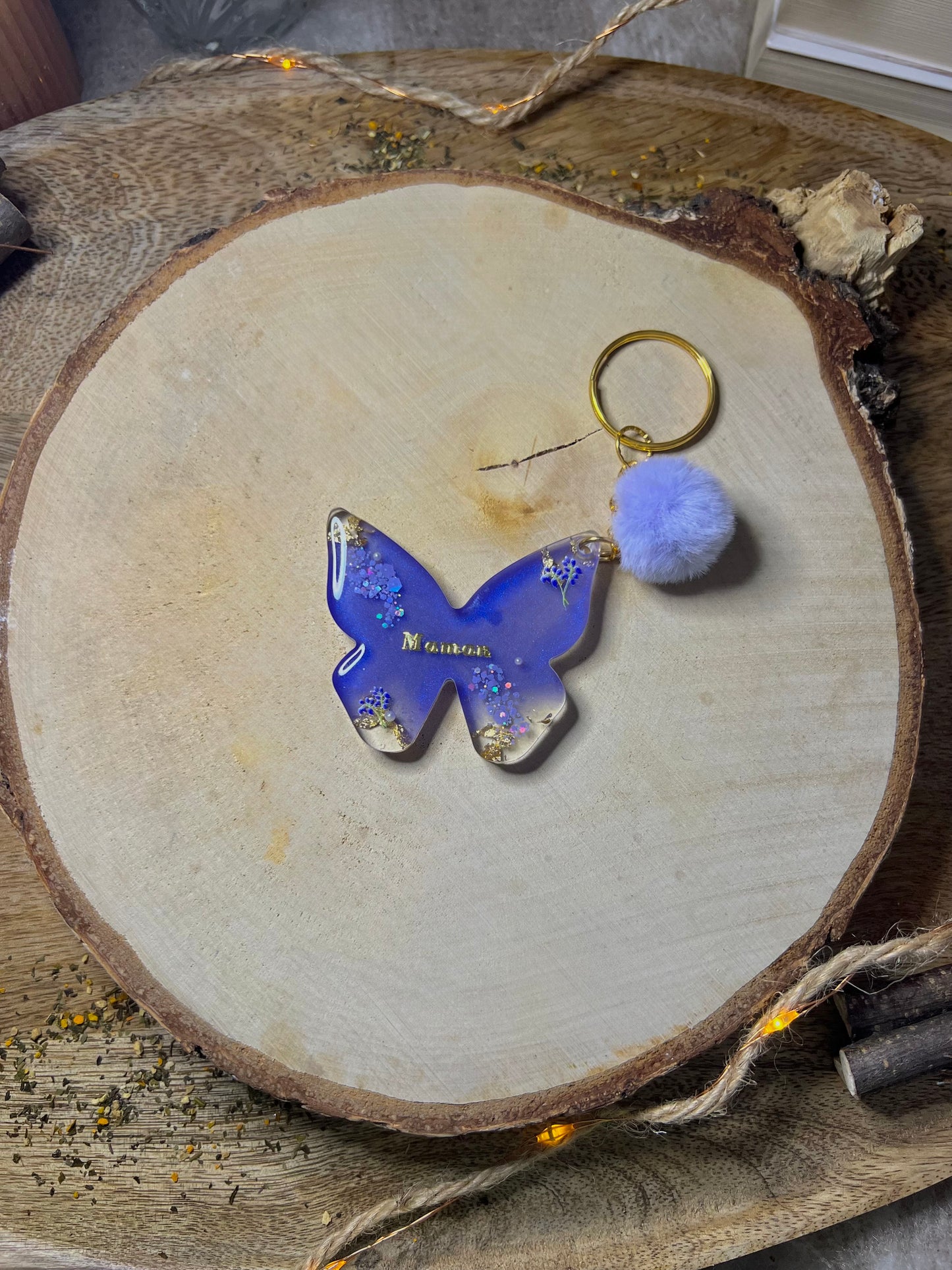 Porte-clés papillon Maman