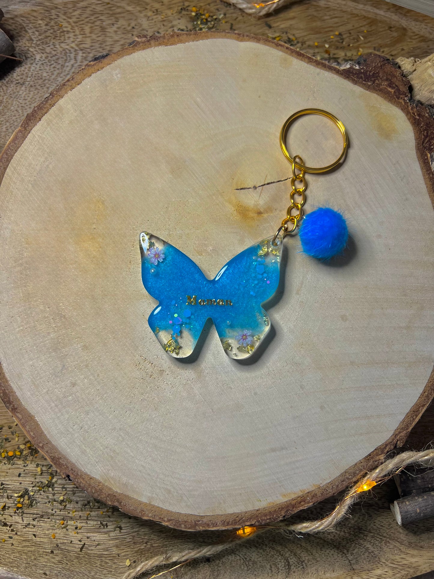Porte-clés papillon Maman